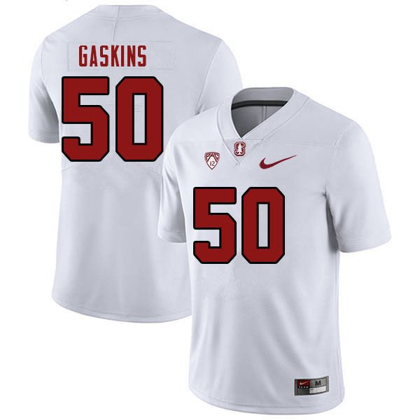 Men #50 R.J. Gaskins Stanford Cardinal College Football Jerseys Stitched Sale-White - Click Image to Close
